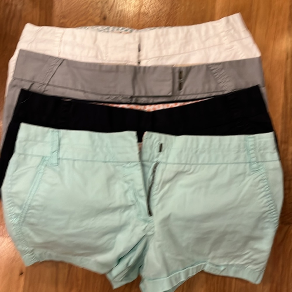 Bundle of 4 pairs of JCrew chino shorts. All size 6. 100% cotton.